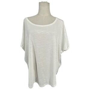 NWT Seven7 Womens White Printed Back Tee Shirt Top XXL Lagenlook Boho Balletcore